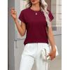 Zeagoo Womens Summer Short Sleeve Tops Crew Neck Pullover Sweaters Cap Sleeve Loose Dressy Casual Blouse Basic Clothes(Wine Red)