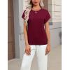 Zeagoo Womens Summer Short Sleeve Tops Crew Neck Pullover Sweaters Cap Sleeve Loose Dressy Casual Blouse Basic Clothes(Wine Red)