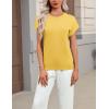 Zeagoo Womens Summer Short Sleeve Tops Crew Neck Pullover Sweaters Cap Sleeve Loose Dressy Casual Blouse Basic Clothes(Yellow)