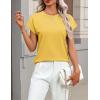 Zeagoo Womens Summer Short Sleeve Tops Crew Neck Pullover Sweaters Cap Sleeve Loose Dressy Casual Blouse Basic Clothes(Yellow)
