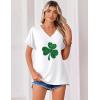 Zeagoo Womens Summer Tops Rolled Short Sleeve V Neck Shirts Casual Dressy Business Work Blouses Outfits(Clover Print-sp139)