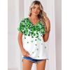 Zeagoo Womens Summer Tops Rolled Short Sleeve V Neck Shirts Casual Dressy Business Work Blouses Outfits(Lucky Clover-sp77)