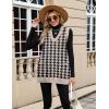 Zeagoo Women’s Sweater Vest 2026 Oversized Sleeveless V Neck Pullovers with Pocket Knitted Fall Outfits(Black Houndstooth)