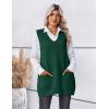 Zeagoo Women’s Sweater Vest 2026 Oversized Sleeveless V Neck Pullovers with Pocket Knitted Fall Outfits(Green)