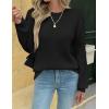 Zeagoo Womens Sweaters 2026 Fashion Fall Tops Crew Neck Long Sleeve Knit Pullover Sweater S-XXL(All Black)