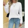 Zeagoo Womens Sweaters 2026 Fashion Fall Tops Crew Neck Long Sleeve Knit Pullover Sweater S-XXL(All White)
