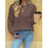 Zeagoo Womens Sweaters 2026 Fashion Fall Tops Crew Neck Long Sleeve Knit Pullover Sweater S-XXL(Brown)