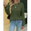 Zeagoo Womens Sweaters 2026 Fashion Fall Tops Crew Neck Long Sleeve Knit Pullover Sweater S-XXL(Dark Green)