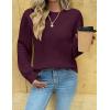 Zeagoo Womens Sweaters 2026 Fashion Fall Tops Crew Neck Long Sleeve Knit Pullover Sweater S-XXL(Dark Red)