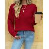 Zeagoo Womens Sweaters 2026 Fashion Fall Tops Crew Neck Long Sleeve Knit Pullover Sweater S-XXL(Red)