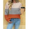 Zeagoo Womens Sweaters 2026 Fashion Fall Tops Crew Neck Long Sleeve Knit Pullover Sweater S-XXL(White Gray Orange)