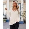 Zeagoo Womens Sweaters Fall 2026 Long Sleeve Knit Pullover V Neck Lightweight Crochet Sweater Tops Dressy Casual(Beige)