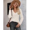 Zeagoo Womens Sweaters Fall 2026 Long Sleeve Knit Pullover V Neck Lightweight Crochet Sweater Tops Dressy Casual(Beige)