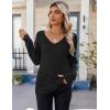 Zeagoo Womens Sweaters Fall 2026 Long Sleeve Knit Pullover V Neck Lightweight Crochet Sweater Tops Dressy Casual(Black)