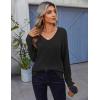 Zeagoo Womens Sweaters Fall 2026 Long Sleeve Knit Pullover V Neck Lightweight Crochet Sweater Tops Dressy Casual(Black)