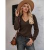 Zeagoo Womens Sweaters Fall 2026 Long Sleeve Knit Pullover V Neck Lightweight Crochet Sweater Tops Dressy Casual(Brown)