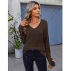 Zeagoo Womens Sweaters Fall 2026 Long Sleeve Knit Pullover V Neck Lightweight Crochet Sweater Tops Dressy Casual(Brown)
