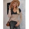 Zeagoo Womens Sweaters Fall 2026 Long Sleeve Knit Pullover V Neck Lightweight Crochet Sweater Tops Dressy Casual(Colorblock Jh395)