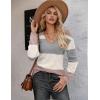 Zeagoo Womens Sweaters Fall 2026 Long Sleeve Knit Pullover V Neck Lightweight Crochet Sweater Tops Dressy Casual(Colorblock Jh537)