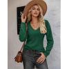 Zeagoo Womens Sweaters Fall 2026 Long Sleeve Knit Pullover V Neck Lightweight Crochet Sweater Tops Dressy Casual(Gray Green)