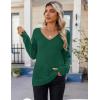 Zeagoo Womens Sweaters Fall 2026 Long Sleeve Knit Pullover V Neck Lightweight Crochet Sweater Tops Dressy Casual(Gray Green)
