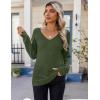 Zeagoo Womens Sweaters Fall 2026 Long Sleeve Knit Pullover V Neck Lightweight Crochet Sweater Tops Dressy Casual(Green)