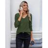 Zeagoo Womens Sweaters Fall 2026 Long Sleeve Knit Pullover V Neck Lightweight Crochet Sweater Tops Dressy Casual(Green)