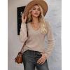 Zeagoo Womens Sweaters Fall 2026 Long Sleeve Knit Pullover V Neck Lightweight Crochet Sweater Tops Dressy Casual(Khaki)