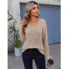 Zeagoo Womens Sweaters Fall 2026 Long Sleeve Knit Pullover V Neck Lightweight Crochet Sweater Tops Dressy Casual(Khaki)