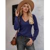 Zeagoo Womens Sweaters Fall 2026 Long Sleeve Knit Pullover V Neck Lightweight Crochet Sweater Tops Dressy Casual(Navy Blue)