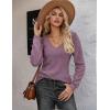Zeagoo Womens Sweaters Fall 2026 Long Sleeve Knit Pullover V Neck Lightweight Crochet Sweater Tops Dressy Casual(Purple)