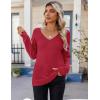 Zeagoo Womens Sweaters Fall 2026 Long Sleeve Knit Pullover V Neck Lightweight Crochet Sweater Tops Dressy Casual(Red)