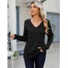 Zeagoo Womens Sweaters Fall Casual Long Sleeve V Neck Shirts Lightweight Crochet Ribbed Knit Pullover Tops Outfits(Black)