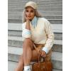 Zeagoo Womens Sweaters Fall Casual Long Sleeve V Neck Shirts Lightweight Crochet Ribbed Knit Pullover Tops Outfits(Cream)