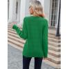 Zeagoo Womens Sweaters Fall Casual Long Sleeve V Neck Shirts Lightweight Crochet Ribbed Knit Pullover Tops Outfits(Green)