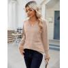 Zeagoo Womens Sweaters Fall Casual Long Sleeve V Neck Shirts Lightweight Crochet Ribbed Knit Pullover Tops Outfits(Khaki)