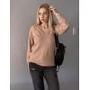 Zeagoo Womens Sweaters Fall Casual Long Sleeve V Neck Shirts Lightweight Crochet Ribbed Knit Pullover Tops Outfits(Khaki)