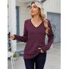 Zeagoo Womens Sweaters Fall Casual Long Sleeve V Neck Shirts Lightweight Crochet Ribbed Knit Pullover Tops Outfits(Purple)