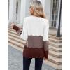Zeagoo Womens Sweaters Fall Casual Long Sleeve V Neck Shirts Lightweight Crochet Ribbed Knit Pullover Tops Outfits(Tan Colorblock)