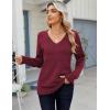 Zeagoo Womens Sweaters Fall Casual Long Sleeve V Neck Shirts Lightweight Crochet Ribbed Knit Pullover Tops Outfits(Wine Red)