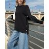 Zeagoo Women’s Sweaters Loose Knit Side Button 2025 Fall Fashion Trendy Casual Pullover Tops Clothes(Black)