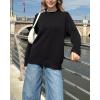 Zeagoo Women’s Sweaters Loose Knit Side Button 2025 Fall Fashion Trendy Casual Pullover Tops Clothes(Black)