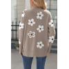 Zeagoo Women’s Sweaters Loose Knit Side Button 2025 Fall Fashion Trendy Casual Pullover Tops Clothes(Khaki Flower)