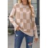 Zeagoo Women’s Sweaters Loose Knit Side Button 2025 Fall Fashion Trendy Casual Pullover Tops Clothes(Khakiplaid)