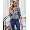 Zeagoo Womens Tops 3/4 Length Sleeve Blouses Dressy Casual Shirt Pleated Front Tunic Floral Printed Spring Clothes(Bobo Blue 906)