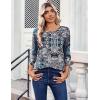 Zeagoo Womens Tops 3/4 Length Sleeve Blouses Dressy Casual Shirt Pleated Front Tunic Floral Printed Spring Clothes(Bobo Blue 906)