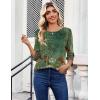 Zeagoo Womens Tops 3/4 Length Sleeve Blouses Dressy Casual Shirt Pleated Front Tunic Floral Printed Spring Clothes(Bobo Green 839)