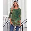 Zeagoo Womens Tops 3/4 Length Sleeve Blouses Dressy Casual Shirt Pleated Front Tunic Floral Printed Spring Clothes(Bobo Green 839)