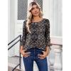 Zeagoo Womens Tops 3/4 Length Sleeve Blouses Dressy Casual Shirt Pleated Front Tunic Floral Printed Spring Clothes(Bobo Navy 869)