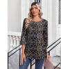 Zeagoo Womens Tops 3/4 Length Sleeve Blouses Dressy Casual Shirt Pleated Front Tunic Floral Printed Spring Clothes(Bobo Navy 869)